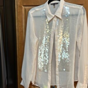 Victoria’s Secret sheer pal pink shirt. Size medium. Has fabric run on back